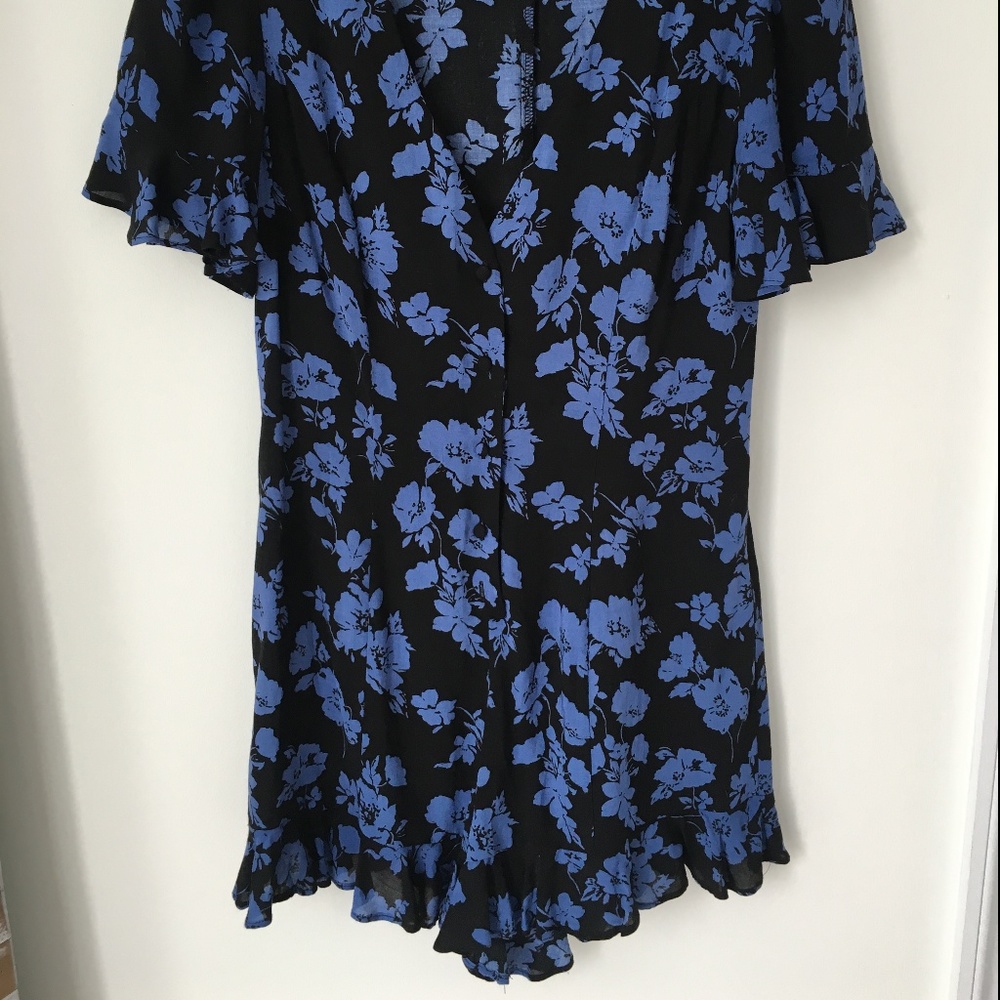 Black and Blue Flowered Romper